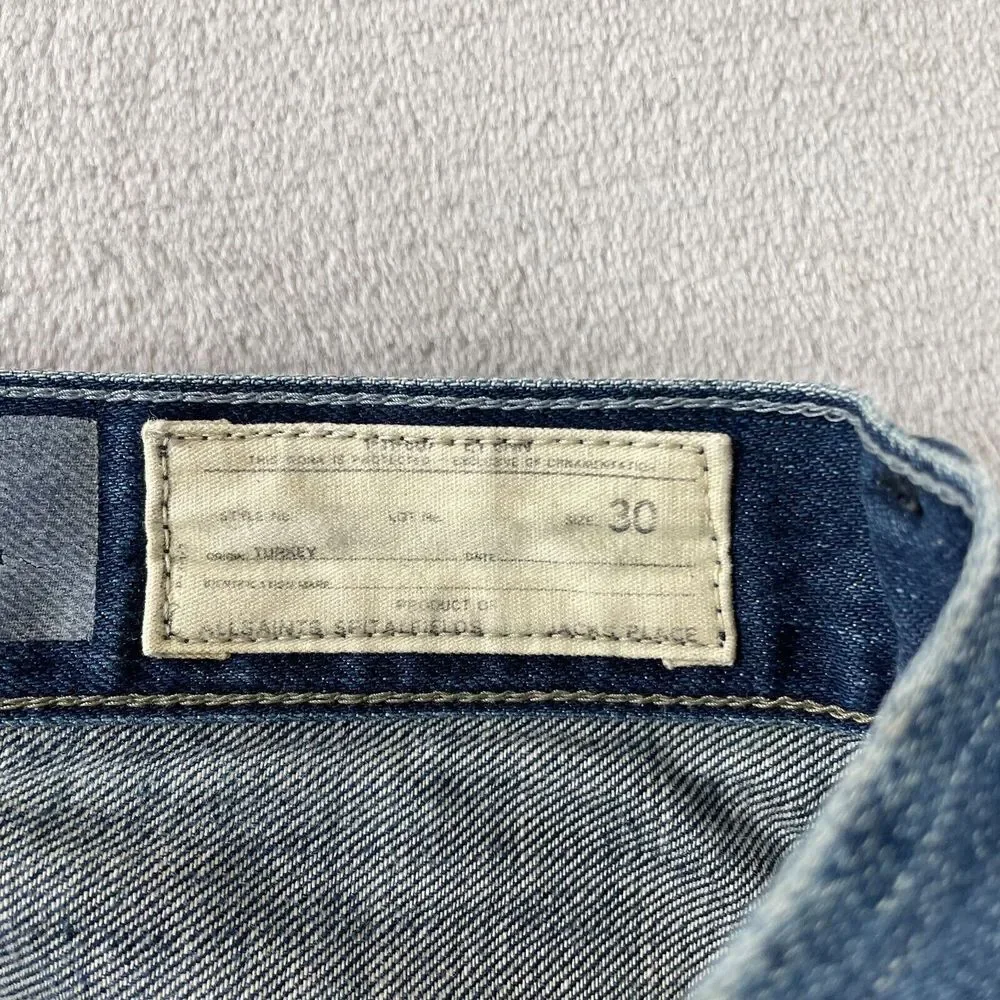 AllSaints Jean Falcon Shorts Men 30 Blue Washed Denim Designer Button Fly‎
